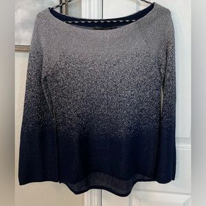 White House Black Market Shimmering Ombré Pullover Top in Blue/Silver-Sz XS-EUC